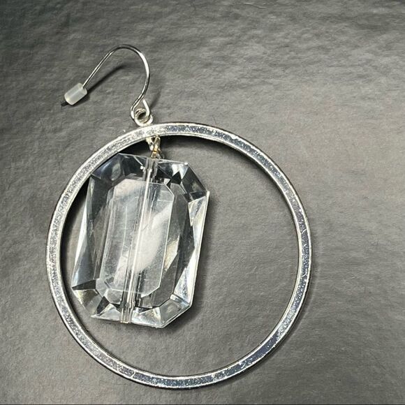 AVON Hoop Earrings with Clear Bead Accents - Picture 2 of 5